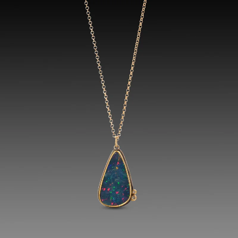 celestial necklace for women-Australian Opal Teardrop Necklace