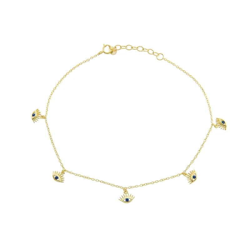 simple gold bracelet for women-Evil Eye Anklet