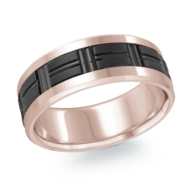 radiant cut engagement ring for women-14K Rose Gold Ring from the Titanium Collection by Malo - MRDTI-006-8P