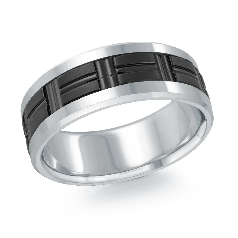 art deco engagement ring for women-14K White Gold Ring from the Titanium Collection by Malo - MRDTI-006-8W