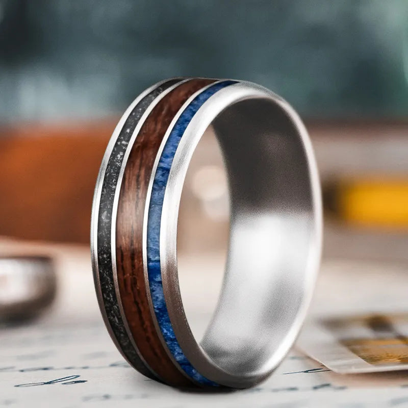 wedding band for women-Custom Design - 3-Inlay Wide Center Ring F-yqvImysRb2mEfQU7YrKjAv