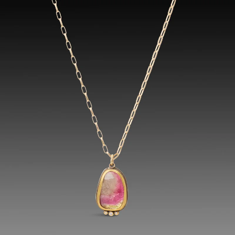 diamond necklace for women-Ombre Pink Tourmaline Necklace