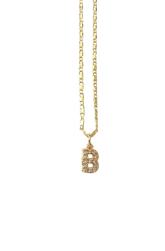 bold necklace for women-Pave Initial Necklace