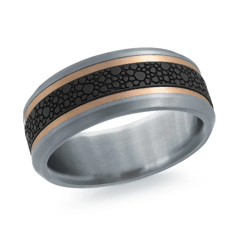 matching engagement ring for women-14K Rose Gold with Carbon Fiber Ring from the Tantalum Collection by Malo - MRDTC-011-8PB