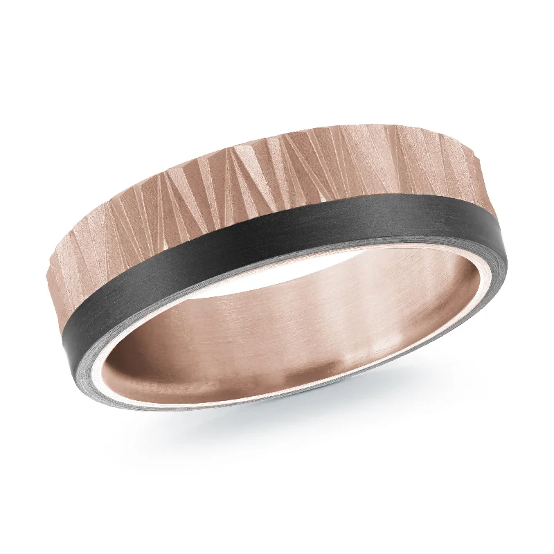 three-stone engagement ring for women-14K Rose Gold Ring from the Noir Collection by Malo - MRDA-150-65P