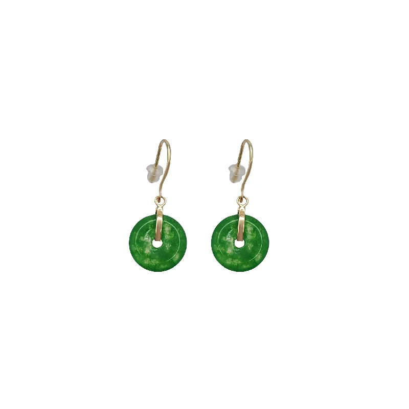 hoop earrings with stones for women-Circle Jade Earrings (14K)