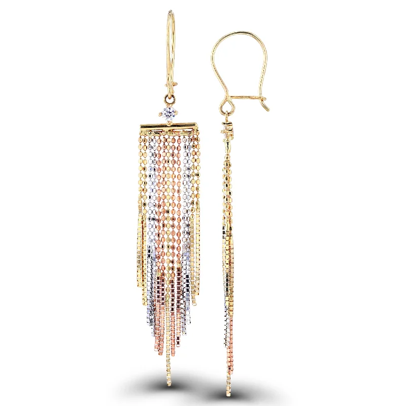 geometric earrings for women-Bead Box Chandelier Dangling Earrings (14K)