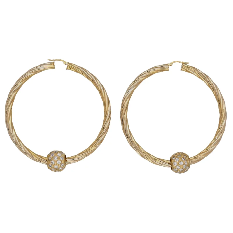 elegant earrings for women-9ct Gold Cubic Zirconia Hoop Earrings