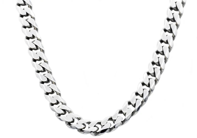 pendant necklace for women-Mens 10mm Stainless Steel Curb Link Chain Necklace