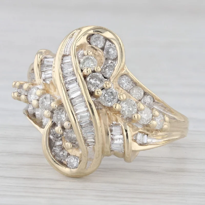 diamond engagement ring set for women-0.85ctw Diamond Bypass Ring 14k Yellow Gold Size 10.75