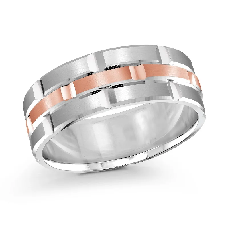 matching engagement ring for women-14K White Gold with 14K Rose Gold Ring from the Executif Collection by Malo - FJM-002-8WP