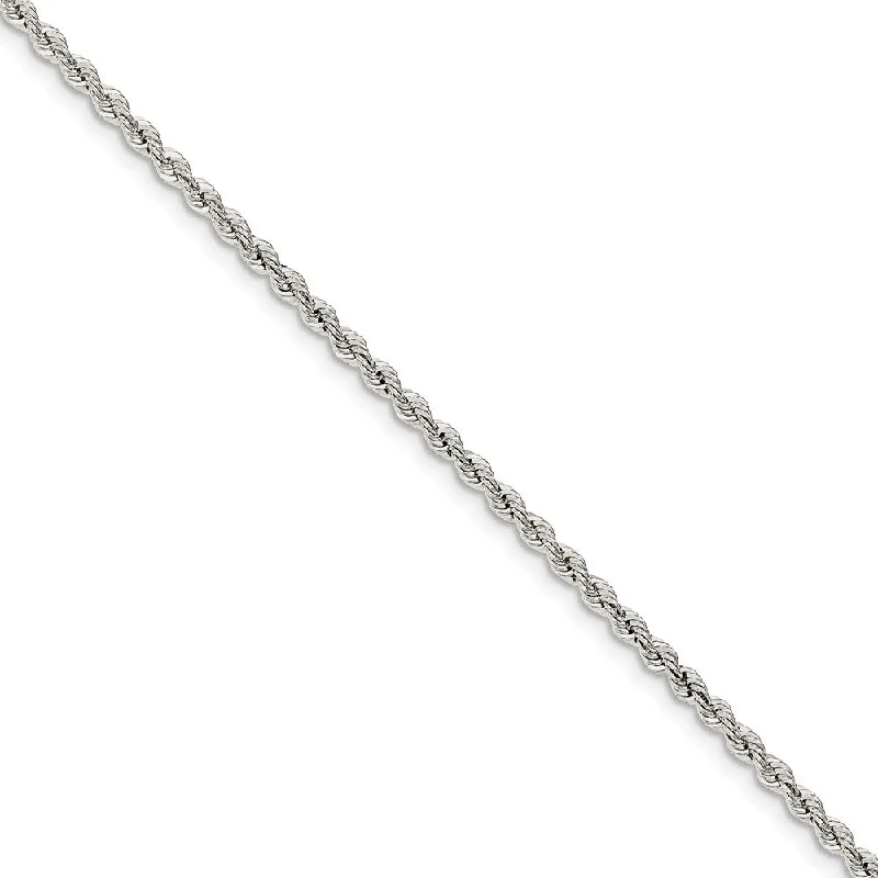 wedding bracelet for women-Sterling Silver 2.5mm Solid Rope Chain Anklet