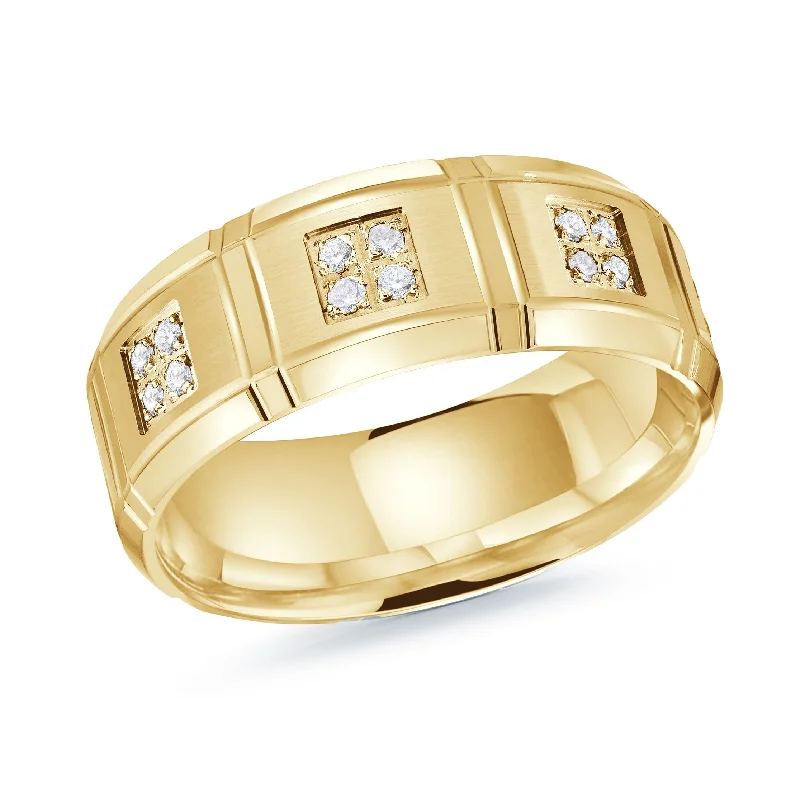 stackable engagement ring for women-14K Yellow Gold with Inlaid Diamonds Ring from the Executif Collection by Malo - MRD-112-8Y22