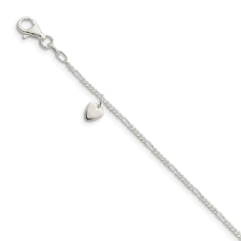 charm anklet for women-Sterling Silver Dangling Heart Anklet