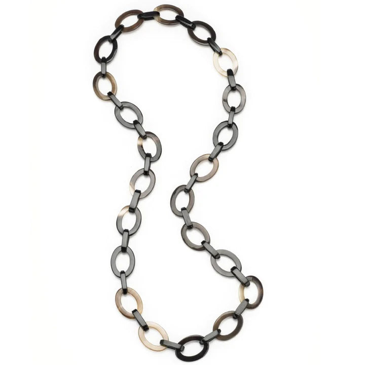 geometric necklace for women-Black horn link