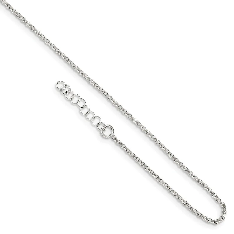 elegant gold bracelet for women-Sterling Silver 1.5mm Polished Rolo Chain Adjustable Anklet, 9 Inch