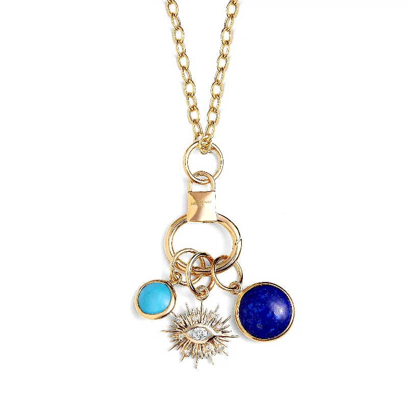 double chain necklace for women-Evil Eye Chakra Charm Necklace