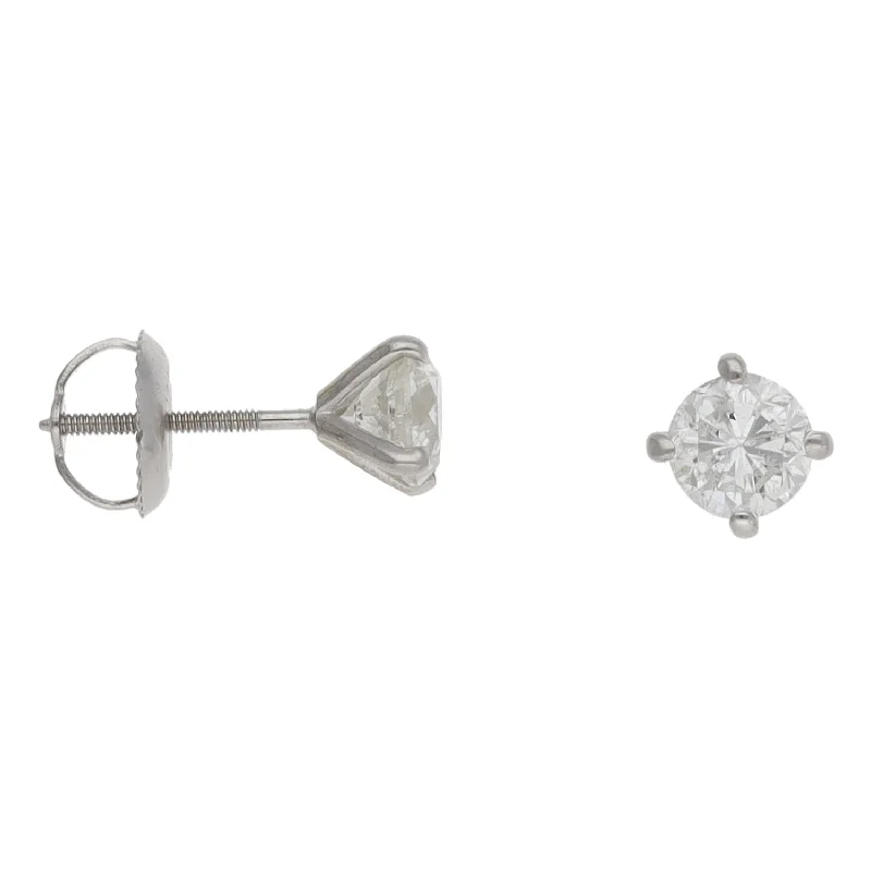 drop earrings for women-14ct White Gold 0.90ct Diamond Solitaire Earrings