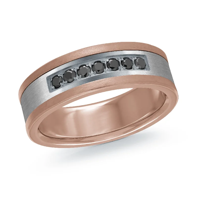 platinum diamond engagement ring for women-14K Rose Gold with Carbon Fiber Ring from the Tantalum Collection by Malo - MRDTN-044-7PBD