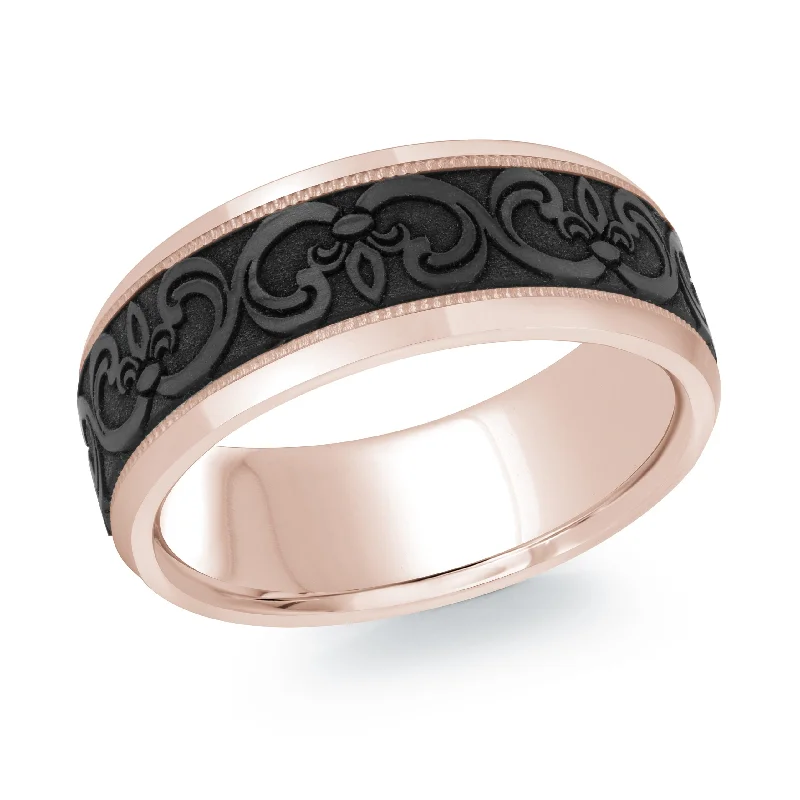 oval diamond engagement ring for women-14K Rose Gold Ring from the Noir Collection by Malo - MRDA-139-8P