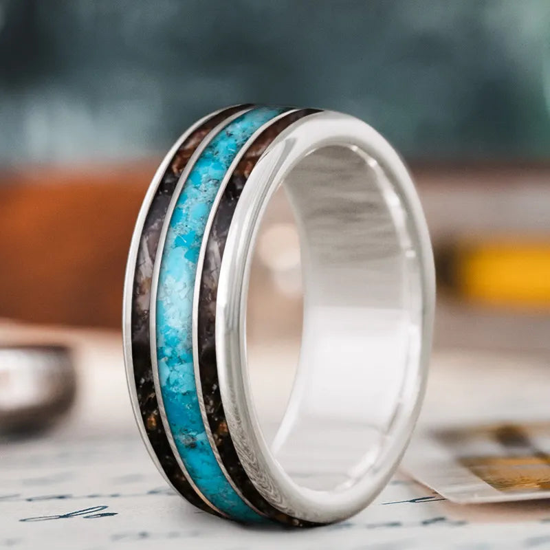 wedding band for women-Custom Design - 3-Inlay Wide Center Ring S5GgVO8geqZ1KXbGAAsAhPNu