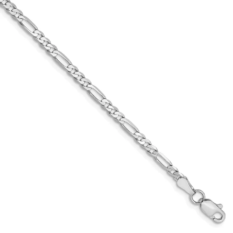 funky bracelet for women-2.75mm, 14k White Gold, Flat Figaro Chain Anklet