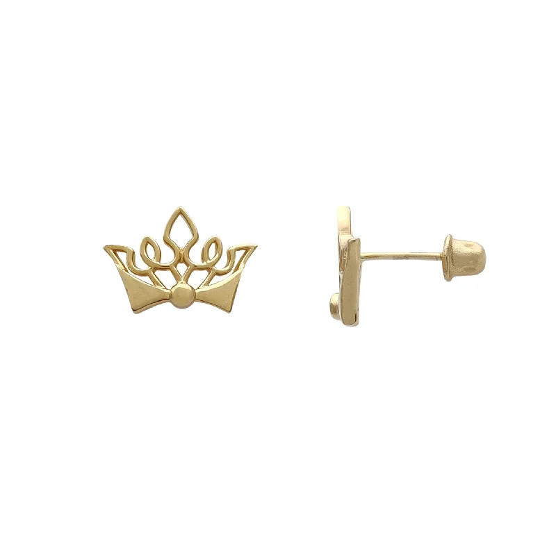 minimalist earrings for women-Crown Stud Earrings (14K)