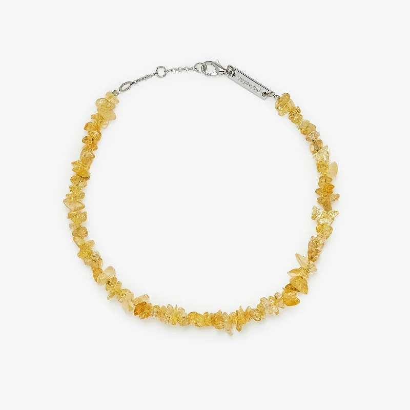 diamond-studded bracelet for women-Citrine Gemstone Chip Anklet