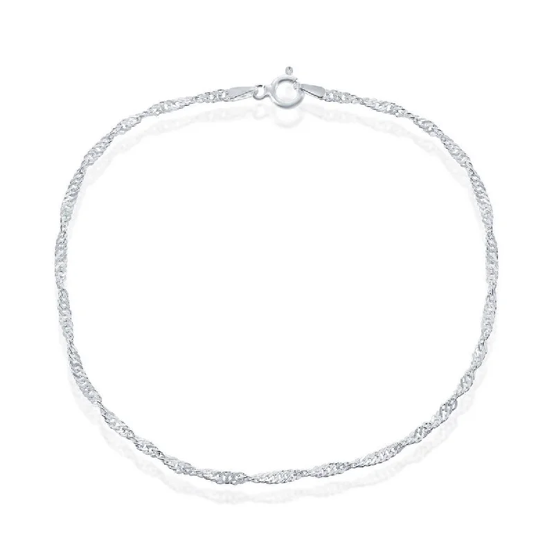 bold bracelet for women-Classic Women's Anklet - Silver Plated 2mm Singapore | R-9259