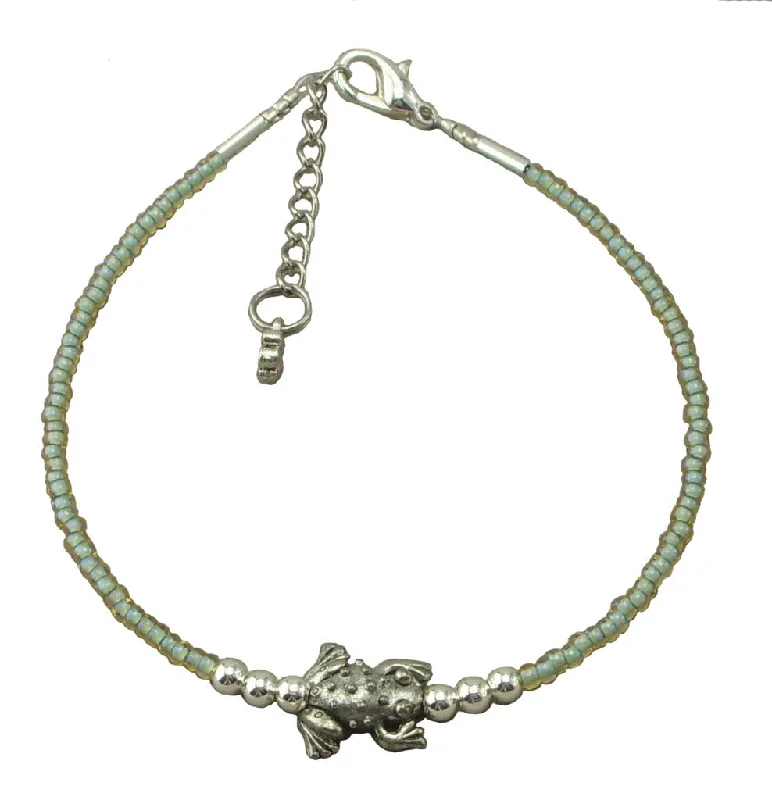 gold bangle bracelet for women-Green Frog Anklet