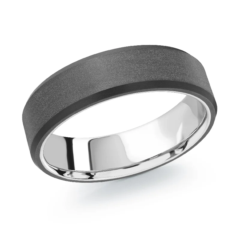 stackable engagement ring for women-14K White Gold Ring from the Noir Collection by Malo - MRDA-101-6W