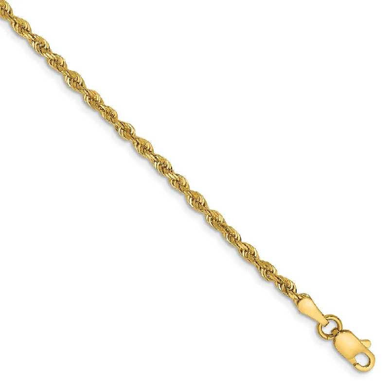 anklet with pearls for women-2.25mm, 14k Yellow Gold, D/C Quadruple Rope Chain Anklet