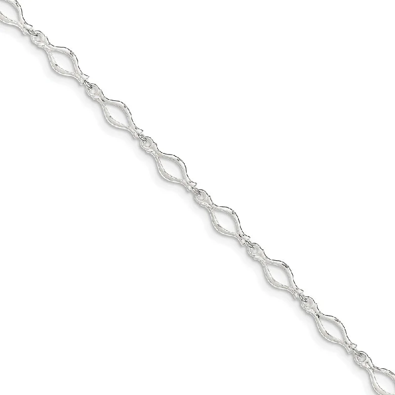 engraved anklet for women-Sterling Silver 6mm, Fancy Link Anklet