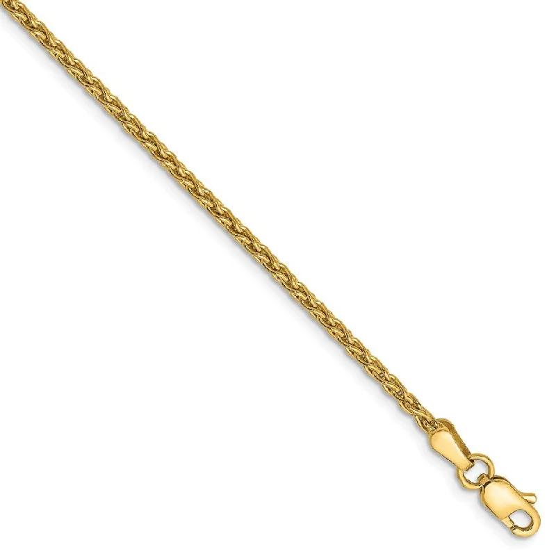 antique bracelet for women-1.75mm, 14k Yellow Gold, Solid Parisian Wheat Chain Anklet, 10 Inch