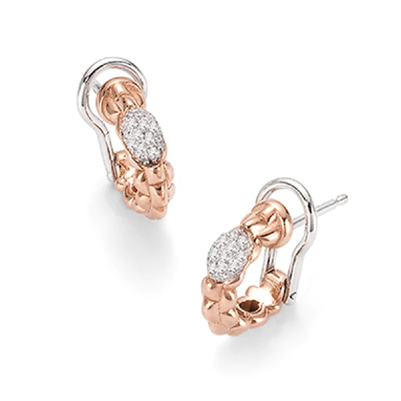 double hoop earrings for women-Eka 18ct Rose Gold Diamond Set Half Hoop Earrings