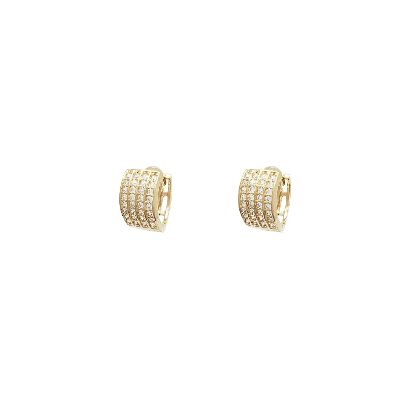 ruby earrings for women-4 Rows Huggie CZ Earrings (14K)