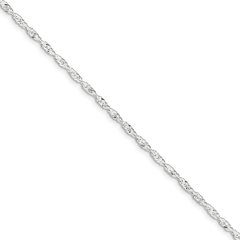 gemstone bracelet for women-Sterling Silver 2mm Singapore Chain Anklet, 9 Inch