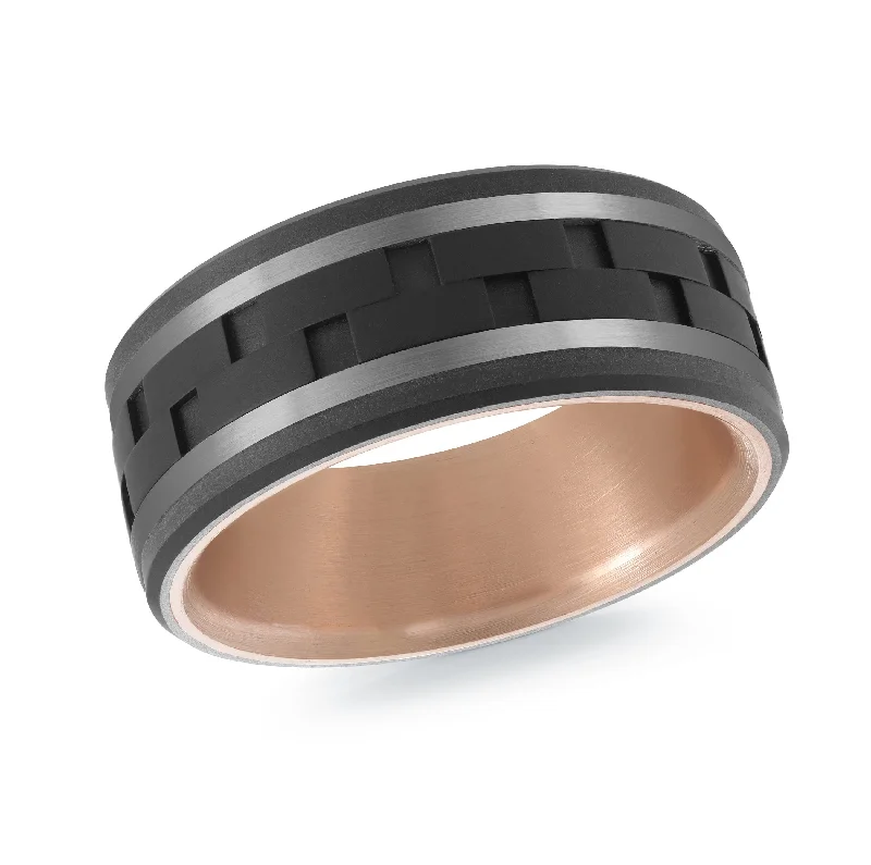 elegant engagement ring for women-Titanium with 14K Rose Gold Ring from the Titanium Collection by Malo - MRDTI-021-9AP