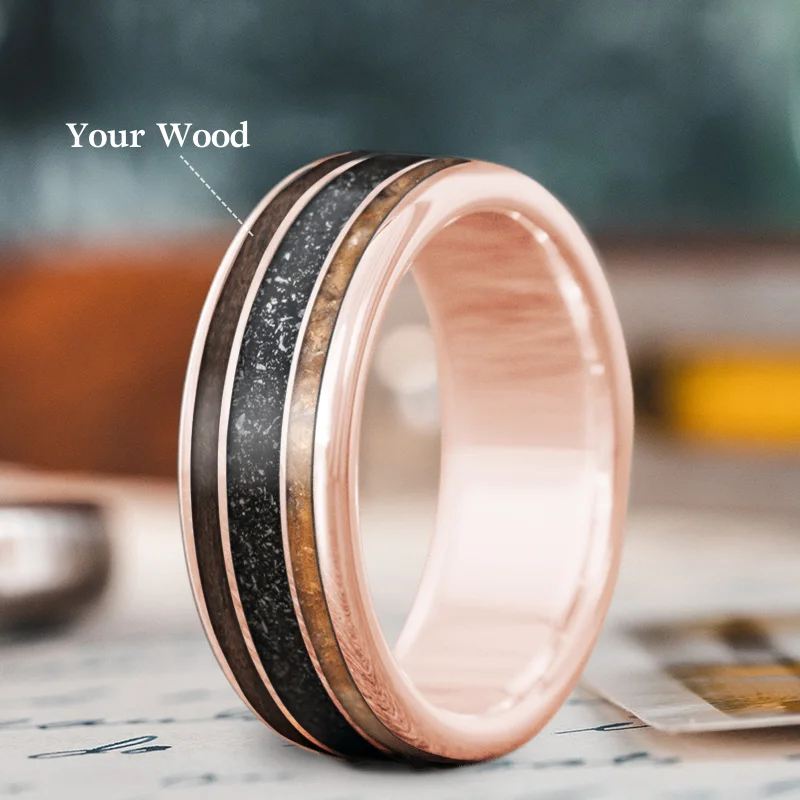 gold wedding band for women-Custom Design - 3-Inlay Wide Center uk2089-8l5ajzQtKXBO572JT