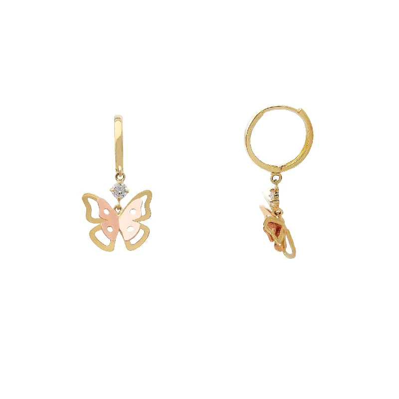 colorful earrings for women-Butterfly Hanging Earrings (14K)