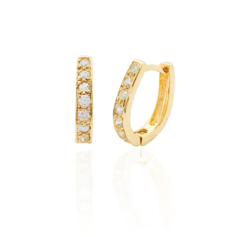 drop dangle earrings for women-"U" Shaped Diamond Huggie Earrings (14K)