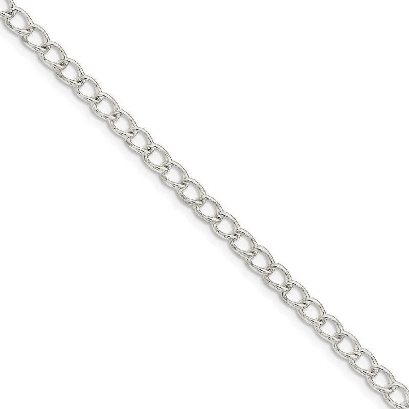 ankle chain for women-3mm, Sterling Silver Open Solid Curb Chain Anklet, 9 Inch