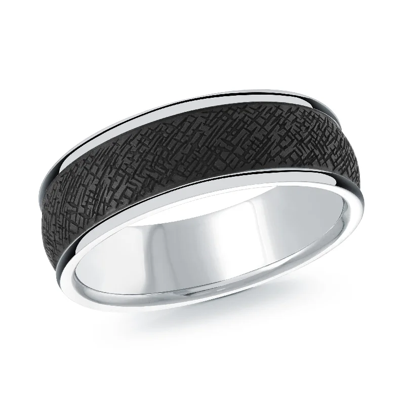 luxurious engagement ring for women-14K White Gold Ring from the Noir Collection by Malo - MRDA-168-7W