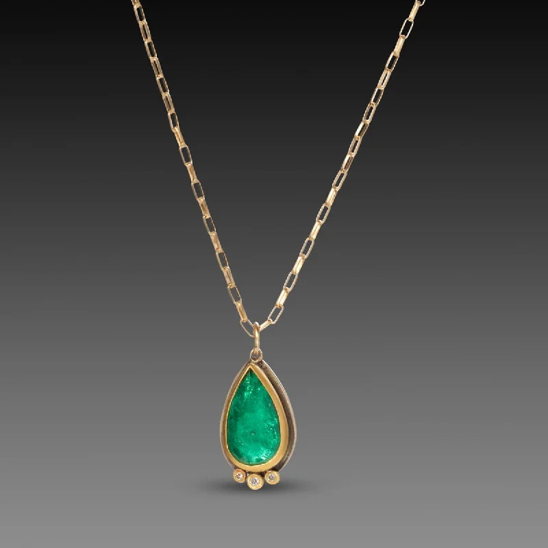 chunky necklace for women-Teardrop Emerald Necklace