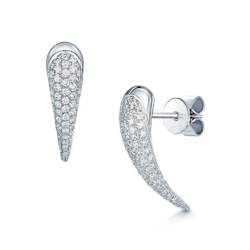 statement stud earrings for women-Ember Collection 18ct White Gold Diamond Pave Set Earrings