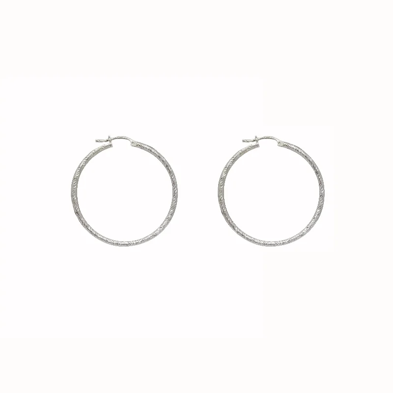 chandelier earrings for women-Diamond-cuts Hoop Earrings (Silver)