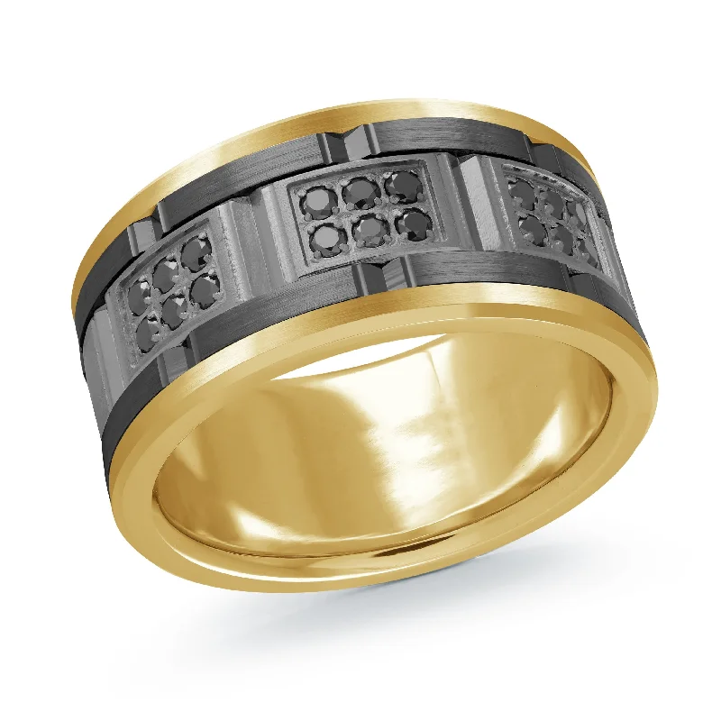 matching engagement ring for women-14K Yellow Gold with Carbon Fiber Ring from the Tantalum Collection by Malo - MRDTN-055-11YBBD