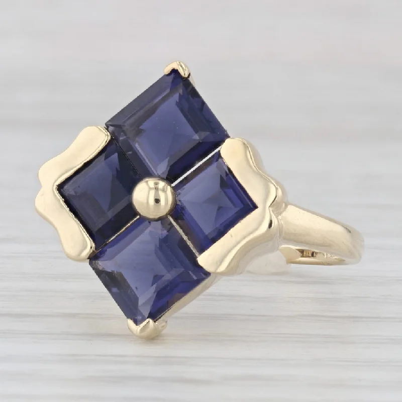 bridal engagement ring for women-6.48ctw Purple Iolite Cocktail Ring 14k Yellow Gold Size 10.25