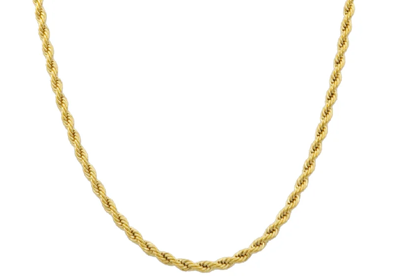 bar necklace for women-Mens 5MM Gold Stainless Steel Rope Chain Necklace