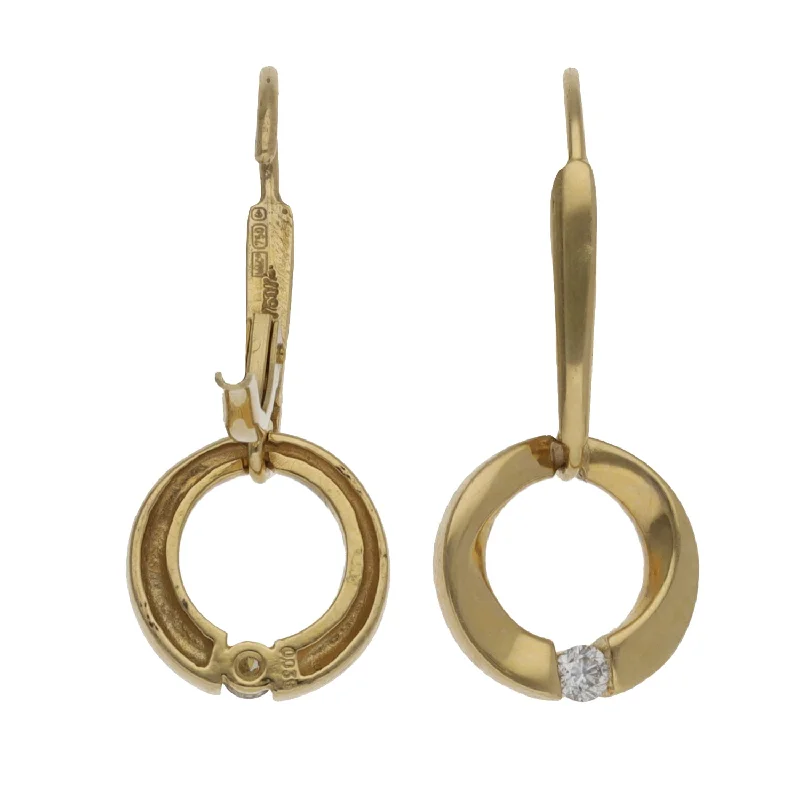 dangly crystal earrings for women-18ct Gold 0.06ct Diamond Drop Earrings